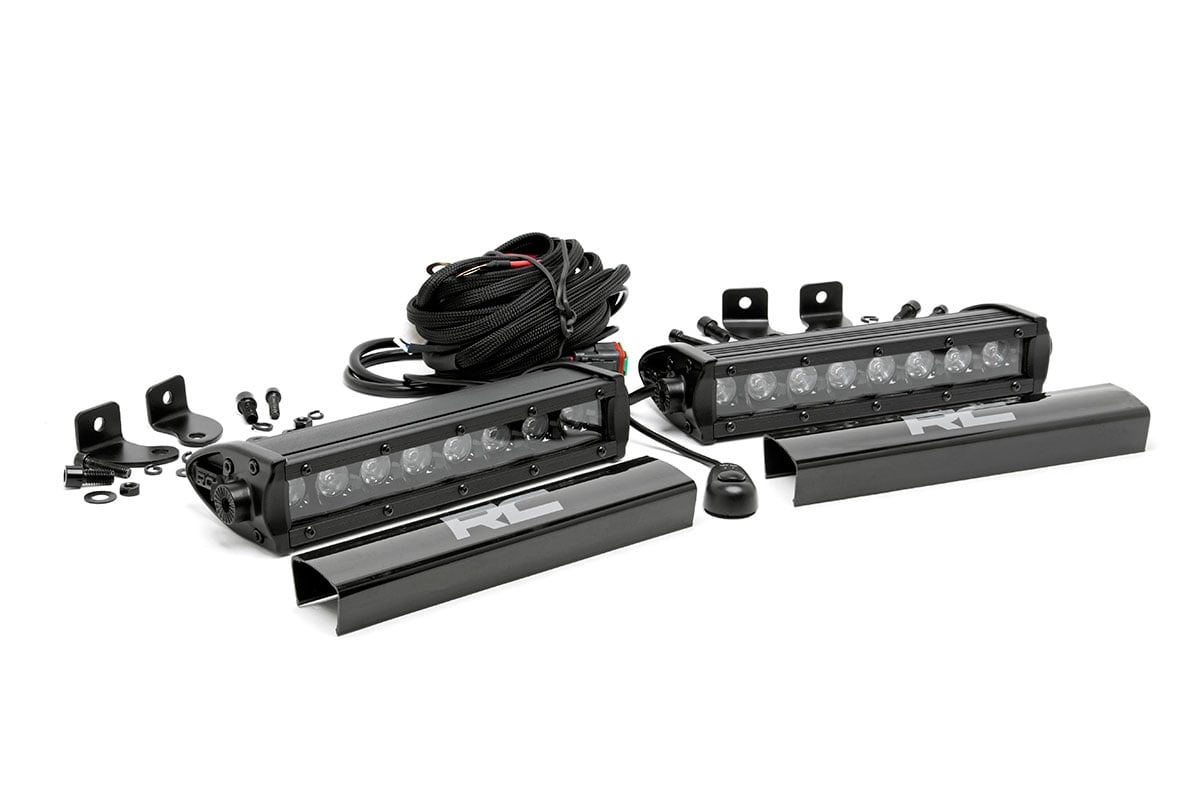 LED Light Bar - Rough Country - 8 Inch Black Series, Single Row - Black